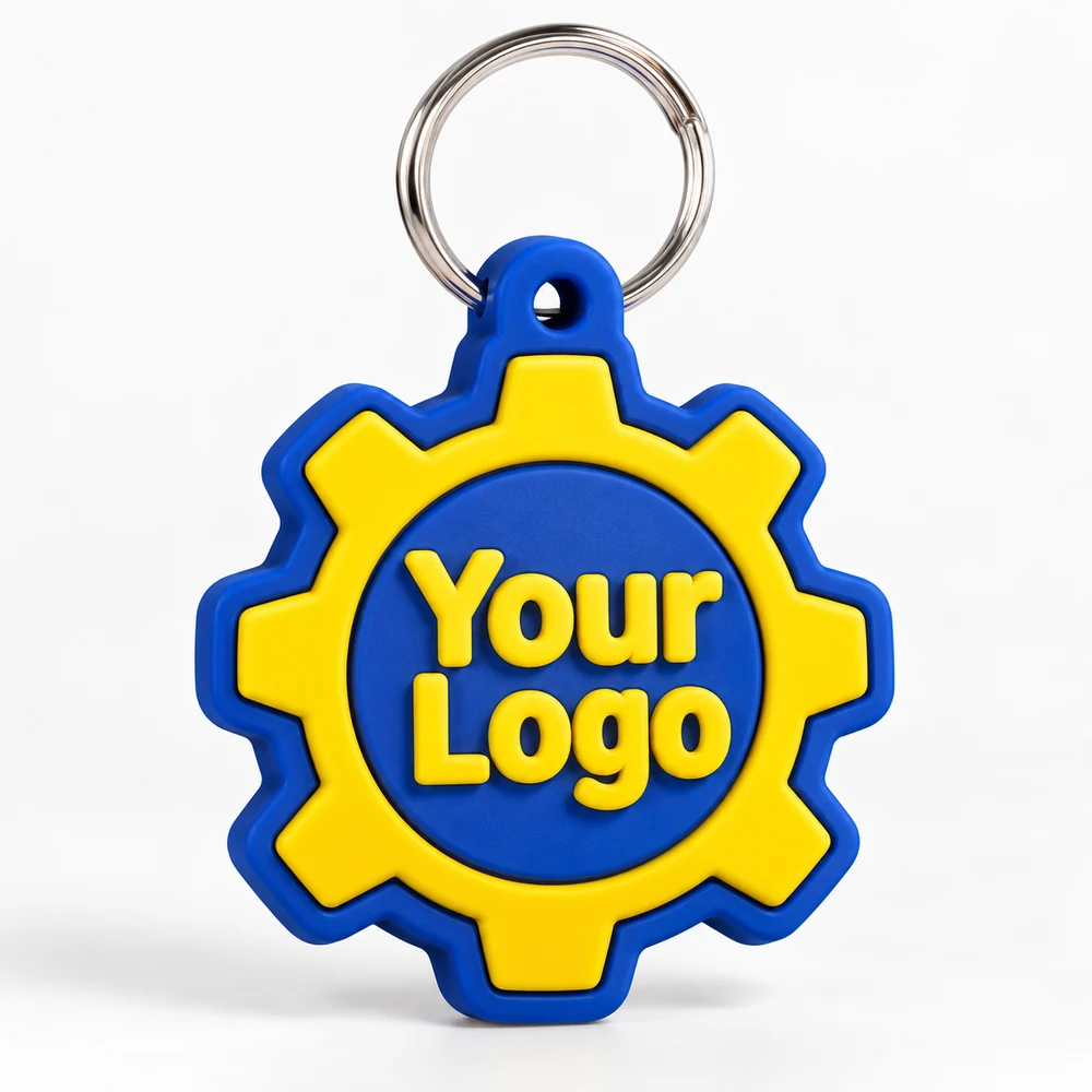 Layered Gear PVC Rubber Keychain
